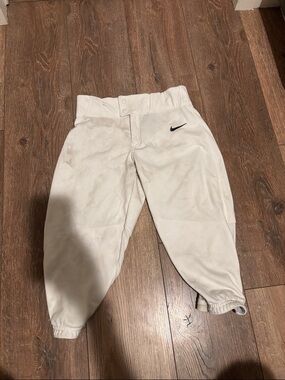 Nike Kids White Athletic Sweatpants with Black Swoosh